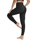 YOLIX Workout Leggings for Women - High Waisted Yoga Pants Tummy Control Compression for Running Black