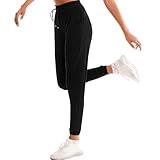 Stanpetix Joggers for Women with Pockets - Black Sports Pants Sweatpants for Running Exercise (Black,L)