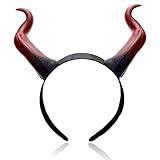 Devil Horns Headband for Women & Men- Red Halloween Hairband, Cosplay Costume Horn Hair Hoop, Gothic Devil Horn Hair Accessory for Halloween Parties, Rave, Cosplay (Red)
