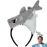 KHC-KHF Shark-Headband Funny-Hat Halloween Shark Funny Hairband Plush Headband Ocean Animal Costume Accessories Adult Kid Woman Man