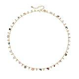 MTMY Beaded Necklaces for Women 14K Gold Plated Dainty Colorful Green/Rose Beaded Pearl Choker Necklace Delicate Boho Choker Necklace Jewelry Gift (mixed color stone)