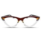 Brown Stripes Cateye Reading Glasses for Women – Stylish Readers with Solid & Sturdy Frame, Premium Quality, Spring Hinges, Scratch Resistant Lenses, Perfect for Petite & Small Faces, Strength 1.25