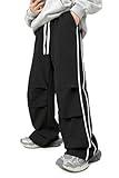 GINGTTO Mens Baggy Sweatpants Wide Leg Y2k Track Pants Men Loose Fit Open Bottom Sweat Pants for Men Black M