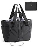 BAGSMART Large Tote Bag for Women, 32L Expandable Reusable Grocery Bag, Foldable Handbag for Shopping Gym College Overnight, Black
