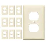 ENERLITES Duplex Receptacle Outlet Wall Plate, Size 1-Gang 4.50" x 2.76", Unbreakable Polycarbonate Thermoplastic, UL Listed, 8821-LA-10PCS, Light Almond (10 Pack)