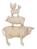 Deco 79 Polystone Farm Animals Decorative Sculpture Stacked Home Decor Statue, Accent Figurine 14" x 4" x 18", White