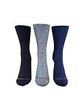 Legale Ladies Pillow Sole Crew Socks, 3 Pack - Black/Navy/Grey Twist, Soft Rayon