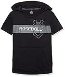 Under Armour Boys' Baseball Short Sleeve Hoodie, Black (001)/White, Youth Medium