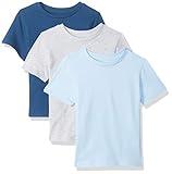 Amazon Essentials Boys' Short-Sleeve T-Shirts, Pack of 3, Grey/Blue/Sky Blue, Medium