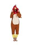 HvnTjvn Turkey Costume Adult Onesie Thanksgiving One-Piece Pajamas, Unisex Funny Suit for Women Men Teen, Perfect Outfit for Cosplay Halloween Christmas Parties S