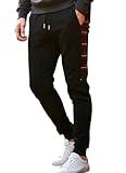 SCREENSHOT SPORTS-P11972 Mens Premium Hip Hop Fashion Pockets Fleece Pants - Slim Athletic Jogger Fitness Workout Utility Sweatpants-BK/RD-3XLarge