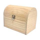 DYNWAVE Unfinished Wood Box Treasure Chest Portable Unpainted Wooden Jewelry Box Jewelry Display Case for Art Hobbies Party Favor DIY, Style D