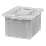 IRIS USA File Box, Plastic File Boxes With Lids, Document Organizer for Letter/Legal File, Document Box, Storage Bin For Hanging Files, Secure Latching Lid Stackable BPA-Free, Clear 35 Qt. 1 Pack