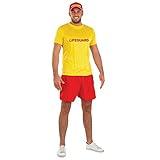 Fun Shack Mens Lifeguard Costume, Male Lifeguard Outfit, Beach Rescue Uniform for Men, Summer Swimwear Accessory, Medium