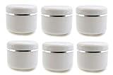 6Pcs Empty Refillable Travel Cosmetic Cream bottles - PP Plastic White Sample Packing Makeup Face Cream Eye Cream Ointment Storage Container Vial Jar Pot(100g/3.3oz)