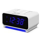 Emerson CKS1500 SmartSet Dual Alarm Clock Radio with AM/FM, 0.9” Blue LED Display, 4-Level Dimmer, Blue Accent Light, Sleep Timer & Auto Time Setting