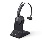Yealink WH64 DECT & Bluetooth Mono UC Wireless Headset, 606ft Long Range Work Headphones, 3X Noise Cancelling Mic, 26H Calls,Ringtone, Office Single On Ear Headsets (Desk Phone,Laptop,PC,Cellphone)