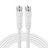GE RG6 Coaxial Cable, 25 ft. F-Type Connectors, Double Shielded Coax, Input Output, Low Loss Coax, Ideal for TV Antenna, DVR, VCR, Satellite Receiver, Cable Box, Home Theater, White, 33604