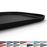 SMILOOL Silicone Pet Feeding Mat with Raised Edge for Food and Water, Dog Bowl Mats, Cat Bowls Placemat with High Lip for Floor Waterproof, Rubber Tray for Cats and Dogs 19 x 12 x0.7 Black