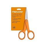 Fiskars Premier No. 5 Micro-Tip Orange-Handled Fabric Scissors - Double Loop Handle - Sewing and Craft Scissors - Orange