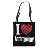 I Love Anthropology Red Plaid Heart Anthropologist Student Tote Bag