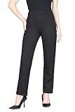 Balleay Art Womens Dress Pants Work High Waisted Straight Leg Trousers Business Office Casual Slacks Black Large