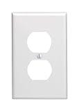 Leviton 1-Gang Duplex Device Receptacle Wallplate, Midway Size, Thermoset, Device Mount, 80503-W, White