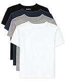 The Children's Place Boys Short Sleeve Basic Layering T-Shirt, Black/New Navy/Smoke/White 4 Pack, Large
