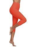 A-Wintage Women's Soft Capri Legging 3/4 Length Leggings High Waisted Cropped Tights Beach Capris Dark Orange