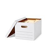 Amazon Basics Storage/Filing Boxes with Lift-Off Lid - Letter/Legal Size, Sturdy, Easy Assembly, White, 16.2" L x 12.5" W x 10.5" H, Pack of 20