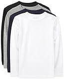 The Children's Place boys Long Sleeve Basic Layering T-shirt T Shirt, Black/New Navy/Smoke/White 4 Pack, X-Small US