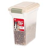 IRIS USA 13 Lbs / 15 Qt WeatherPro Airtight Pet Food Storage Container, for Dog Cat Bird and Other Pet Food Storage Bin, Pet Supplies, Keep Fresh, BPA Free, Clear/Almond