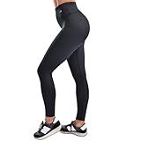 CompressionZ Women's Compression Leggings High Waisted Performance Shaping Gym, Pilates, Travel, Yoga, Workout Pants Black XX-Large