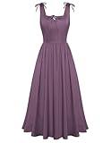 Scarlet Darkness Renaissance Peasant Dress for Women Flowy Long Length A Line Dresses Purple M