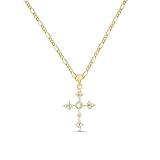 LuckFairy 14K Gold Plated Cross Necklace for Women,Dainty Cross Necklace 14K Gold Plated CZ Pendant Necklaces Simple Charm Cute Necklaces for Women Trendy Jewelry Gifts