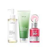 Anua 3-Step Glass Skin Beginner Set, Double Cleansing with Facial Serum, Oil Cleanser & Face Wash with Heartleaf, Daily Routine with Niacinamide, Korean Skincare Set