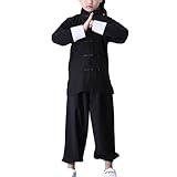Kung Fu Suit for Unisex Kids Long Sleeve Black Martial Arts Taichi Traditional Performance Uniform