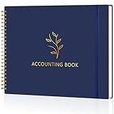 AKONEGE Accounting Ledger Book for Small Business & Personal Use, Horizontal Expense Tracker Notebook Ledger Book for Bookkeeping, Financial Income and Expense Log Book 10.2" x 8", Dark Blue