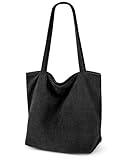 Iioscre Women Corduroy Tote Bag,Tote Bag with Zipper,Large Capacity Casual Shoulder Handbags with Inner Pockets Work