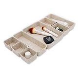 Welaxy 8-piece Nordic Beige desk drawer organizer tray office suppliers pens decluttering aesthetic wabi-sabi Scandinavian-chic storage bin hygge sleek minimalist fall gift (Oatmeal)