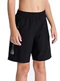 DEVOROPA Youth Boys Athletic Running Shorts Lightweight Quick Dry Sports Workout Gym Hiking Shorts Zip Pockets UPF 50+ Black L