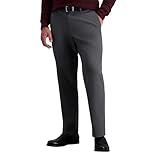 Haggar mens Premium No Iron Khaki Classic Fit Expandable Waist Flat Front Casual Pants, Charcoal Heather, 36W x 29L US