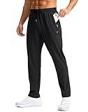 Pudolla Mens Sweatpants with Pockets Quick Dry Water Resistant Lightweight Outdoor Athletic Workout Sports Pants(Black XL)