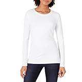 Amazon Essentials Women's Regular-Fit Long-Sleeve Crewneck T-Shirt (Available in Plus Size), White, Small