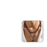 MEMFALL Layered Puka Shell Necklace for Men Brown Coconut Wood Beads Necklace Boho Mens Summer Necklace Surfer Beach Necklace Jewelry (A:STYLE 1)