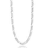 Miabella 925 Sterling Silver Italian 5mm Diamond-Cut Figaro Link Chain Necklace for Women Men, Made in Italy (22 Inches)