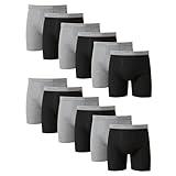 Hanes Boxer Briefs, Cool Dri Moisture-Wicking Underwear, Cotton No-Ride-up for Men, Multi-Packs, Black/Grey