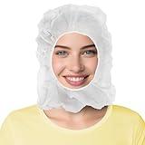 AMZ Medical Supply White Disposable Hood Caps, One Size. Pack of 100 Polypropylene Disposable Hoods with Elastic Edge. Breathable Full Face Hair Net. Protective Caps Hoods Hairnets