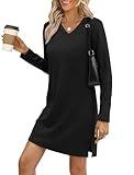 Sampeel Dresses for Women 2025 Casual Long Sleeve Dress Tshirt Work Winter Dresses 2025 Clothes Business Casual Outfits Black L