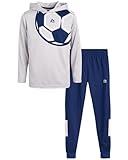 RBX Boys Jogger Set - 2 Piece Pullover Thermal Boys Hoodie & Tricot Jogger Pants - Athletic Sweatsuit Outfit (Sizes 8-12), Size 12, Grey Soccer